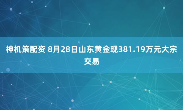 神机策配资 8月28日山东黄金现381.19万元大宗交易